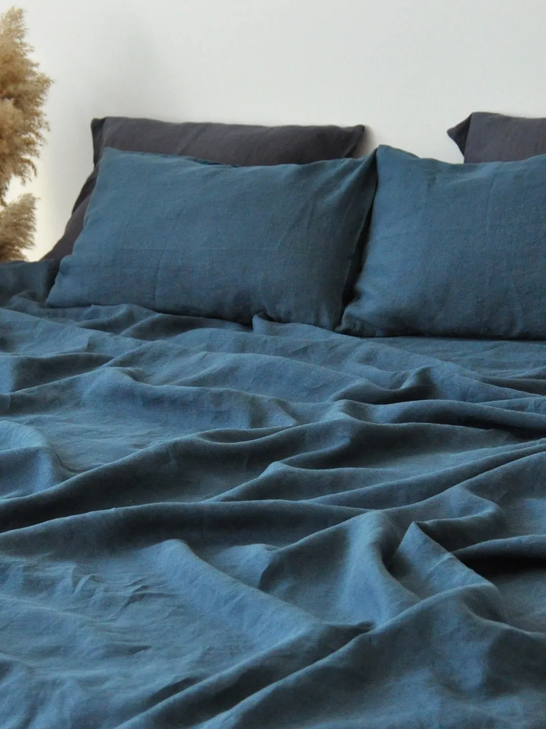 Charcoal teal linen flat sheet / 1 Flat sheet / Softened linen sheet / Stonewashed linen / Linen bedsheet / Blue-green linen sheet