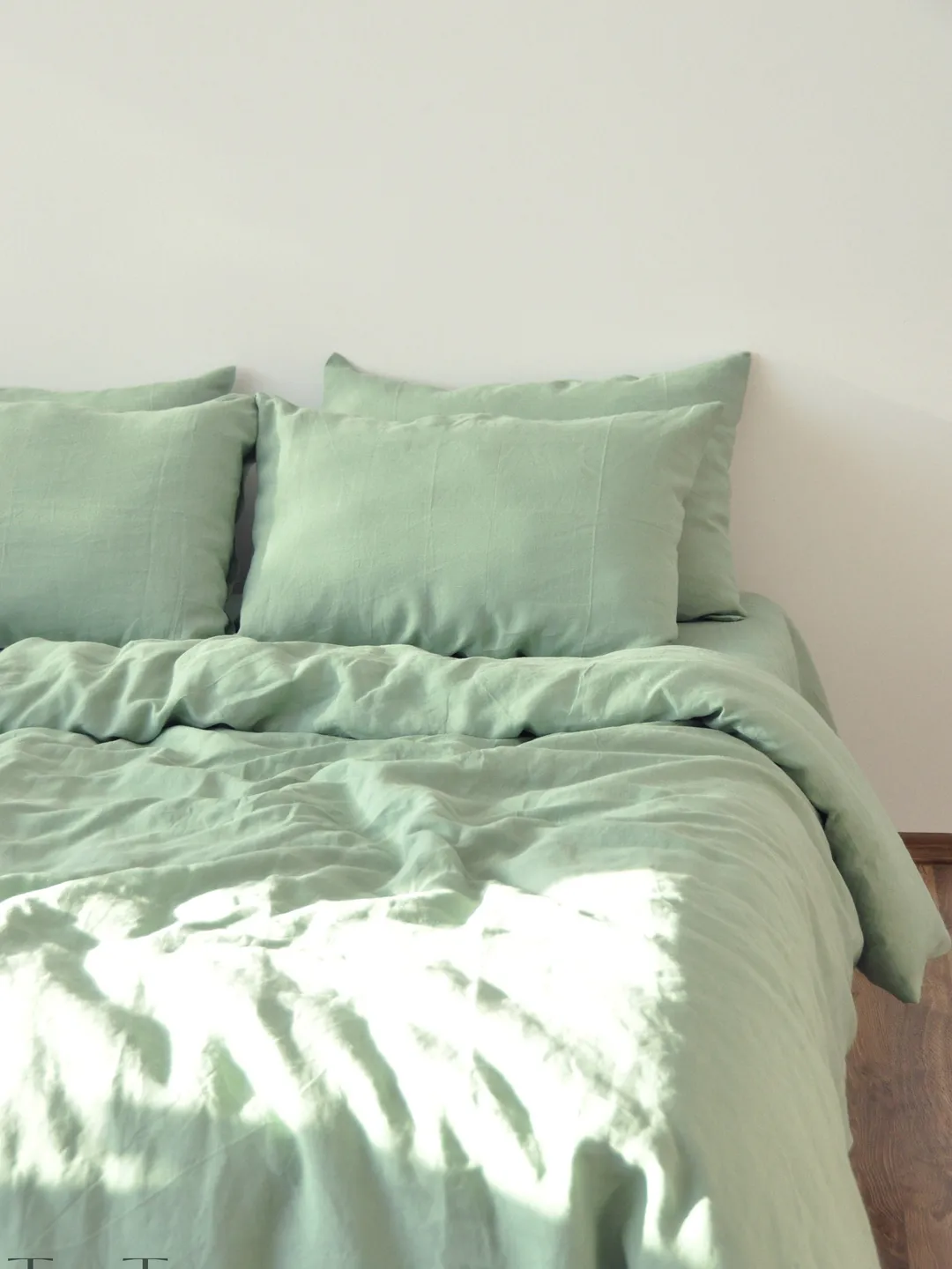 Sage green linen bedding set / 1 Duvet cover + 2 Pillowcases / Softened linen bedding / Comforter cover set / Quilt cover set