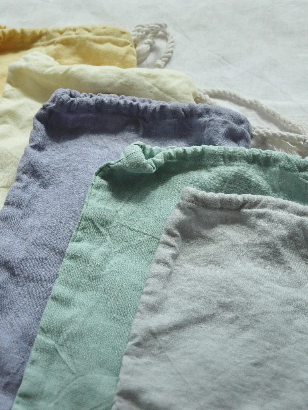 Zero waste linen bag / Bags set / Reusable washable food storage / Eco-friendly organic pocket / Natural bread drawstring bag / Vegan gift