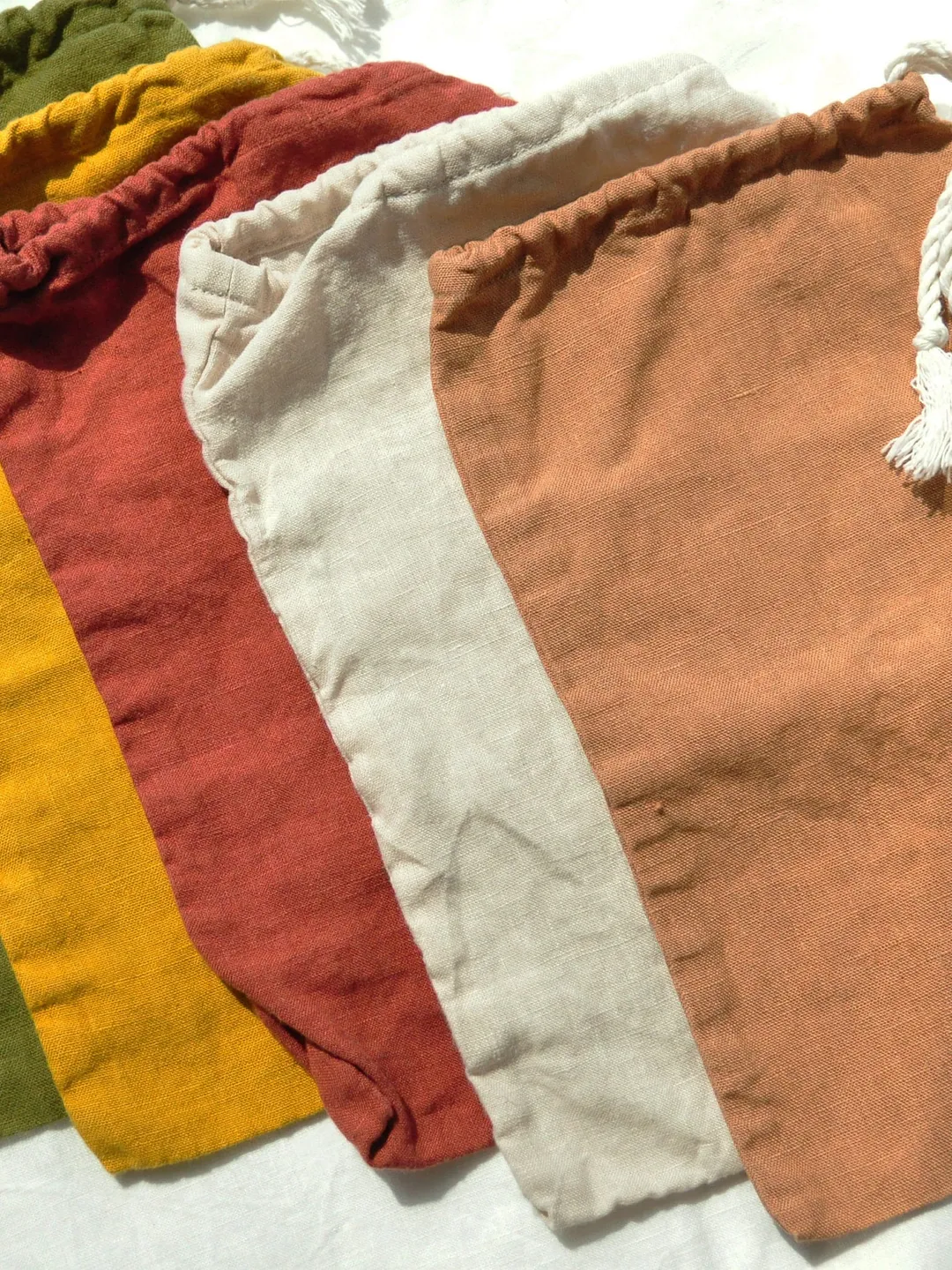 Zero waste linen bag / Bags set / Reusable washable food storage / Eco-friendly organic pocket / Natural bread drawstring bag / Vegan gift