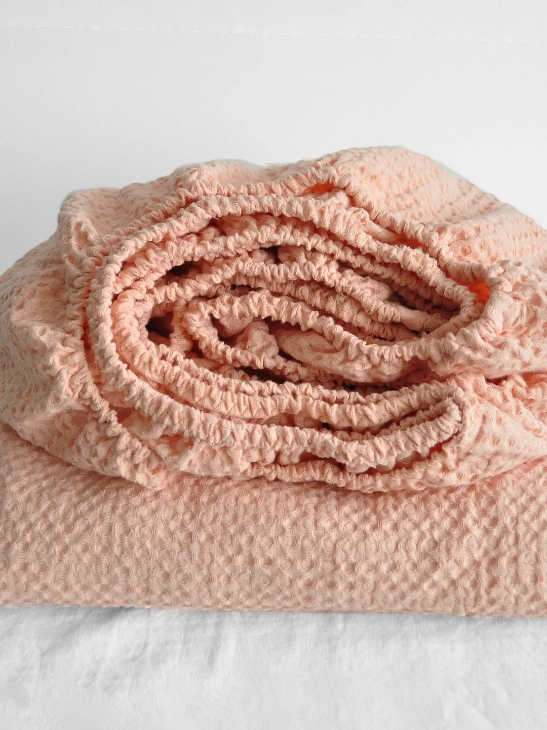 Peach waffle linen fitted sheet / 1 waffle fitted sheet / Softened linen sheet / Stonewashed linen / Linen bedsheet /