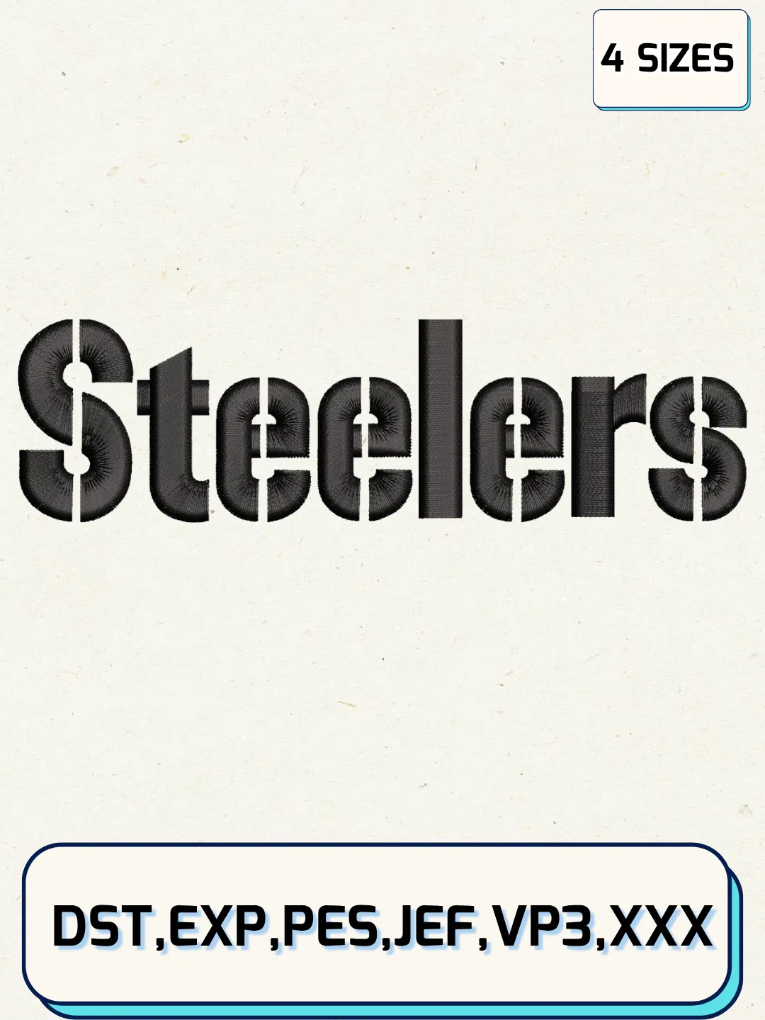 Pittsburgh Steelers Wordmark Logo Embroidery Design Files,NFL Logo Embroidery Designs,Machine Embroidery Files,4 Sizes