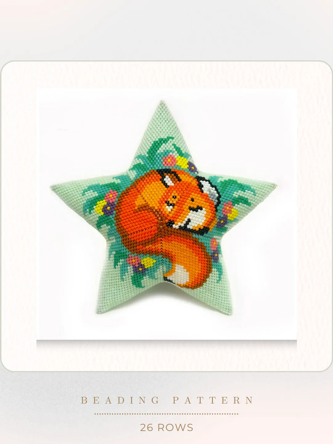 Fox 3D Peyote Star Beading Pattern, Seed Bead Animal Ornaments, Beaded Star PDF Pattern