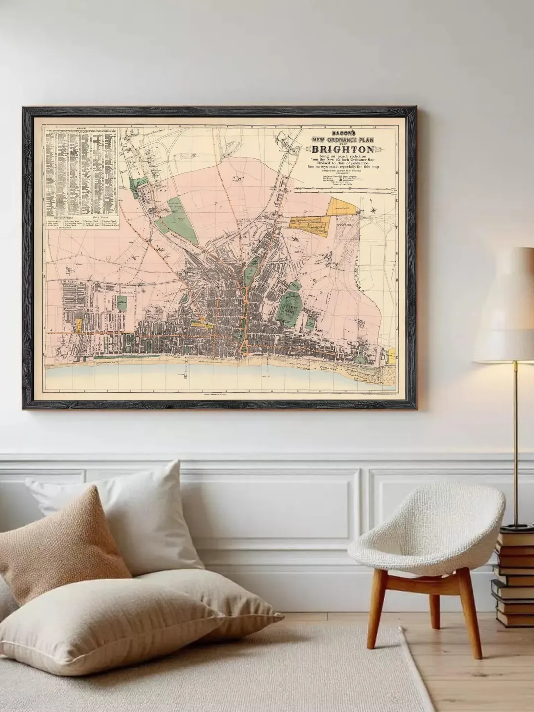 Vintage Brighton Map Print | 1890 England, UK Wall Art