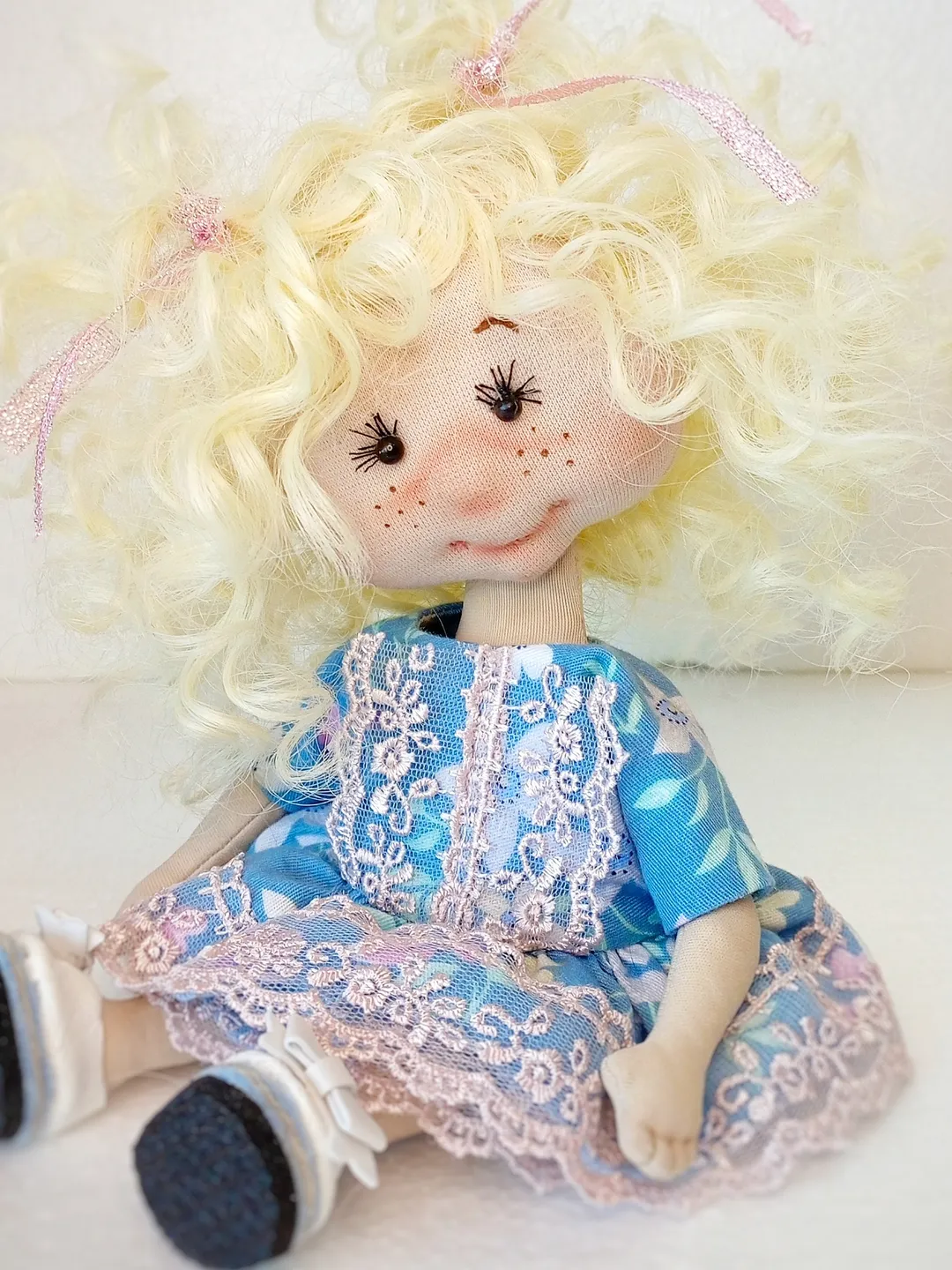 Textile Doll in Removable Clothes , Interior Doll , Handmade Fabric Doll