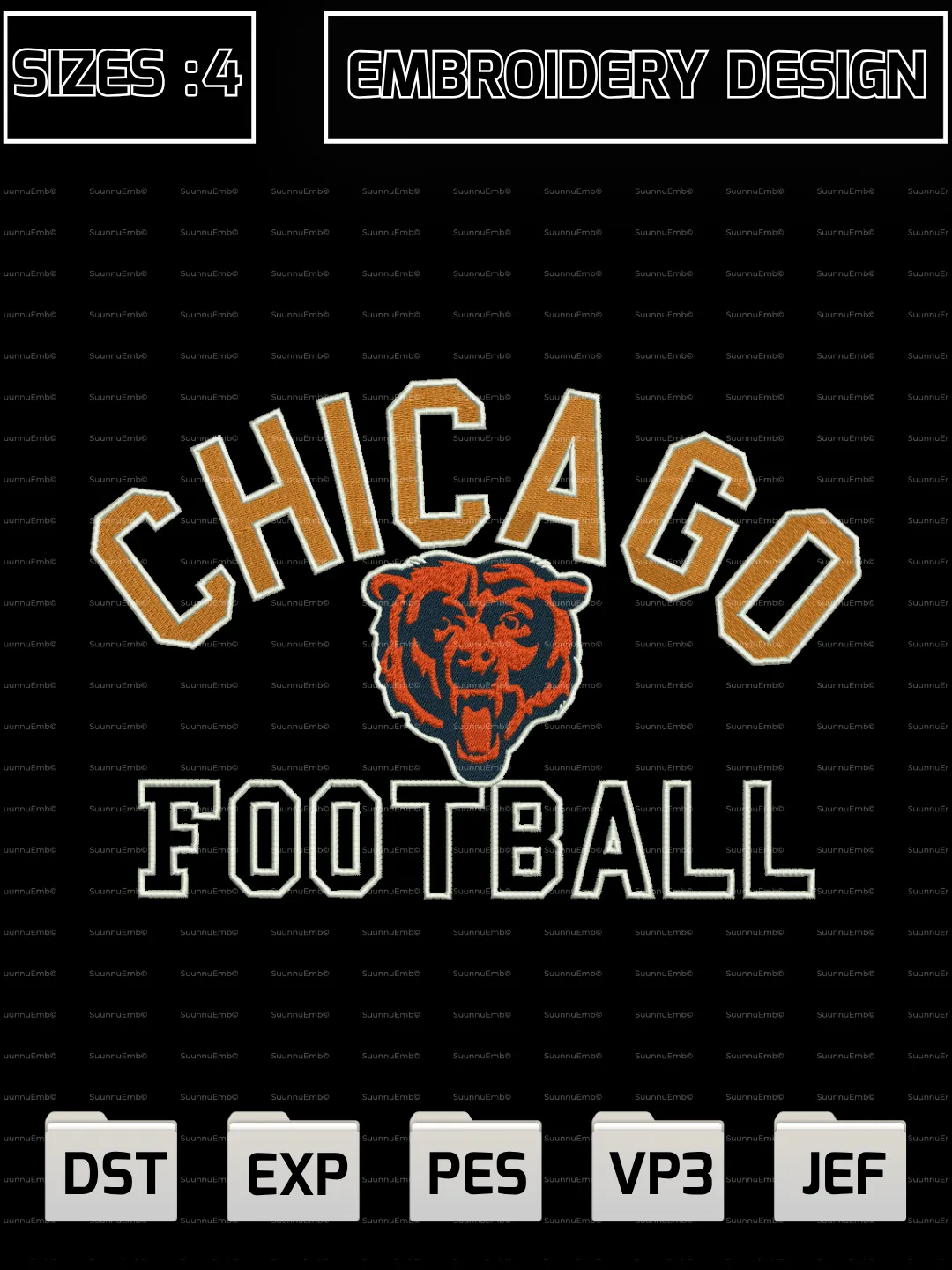 Chicago Bears Logo Embroidery Design,NFL Logos Embroidery Design,NFL Teams, Machine Embroidery Design File,4 Sizes, Digital Download