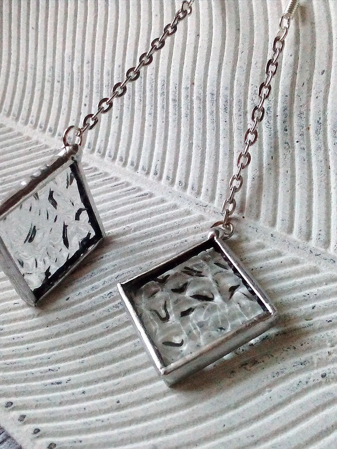 Simple stained glass clear earrings, cute squar geometric earrings