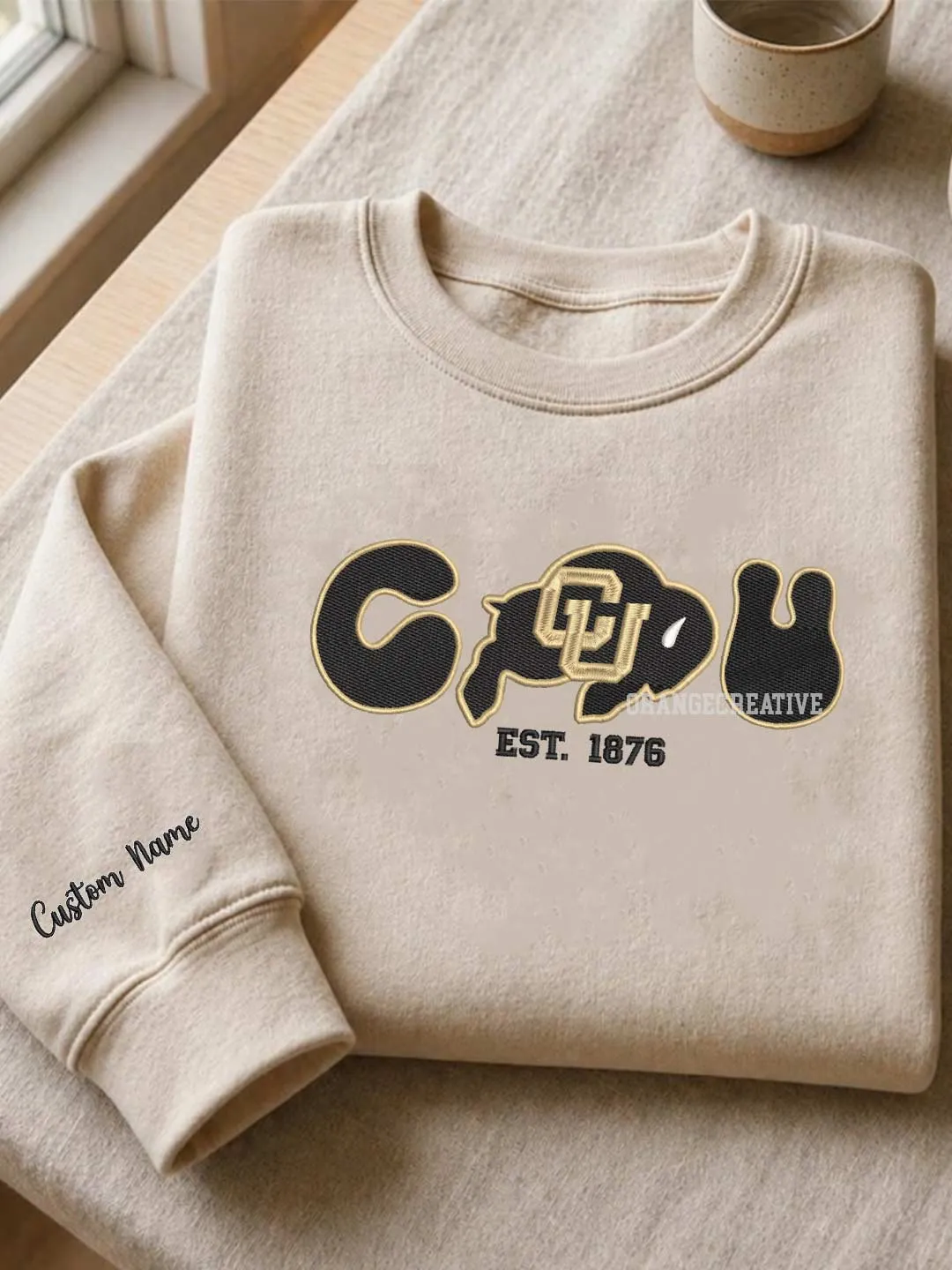 Colorado Buffalo Est Embroidered Sweatshirt, Sport Embroidered Crewneck, Football Embroidered Shirt, College Sweatshirt, Crewneck Gift