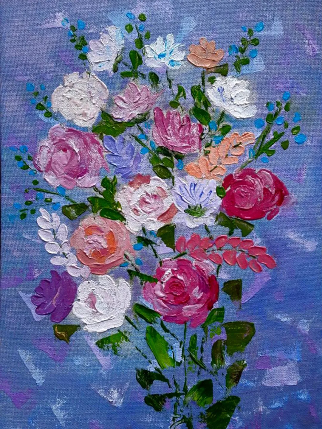 Oil painting a large bouquet of flowers in a classic style. 4.8 x7 ...