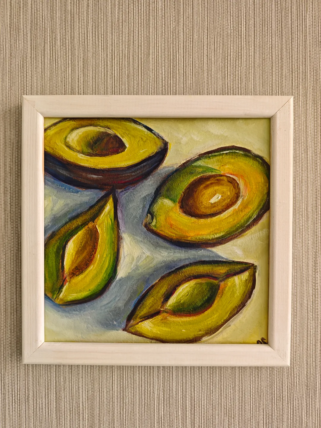 Avocado Original Painting Vegetable Original Art Avocado Modern Artwork Bright Avocado Oil Painting Green Vegetable Wall Art Decor 8 x 8 inches by OlgaSokolovaArt