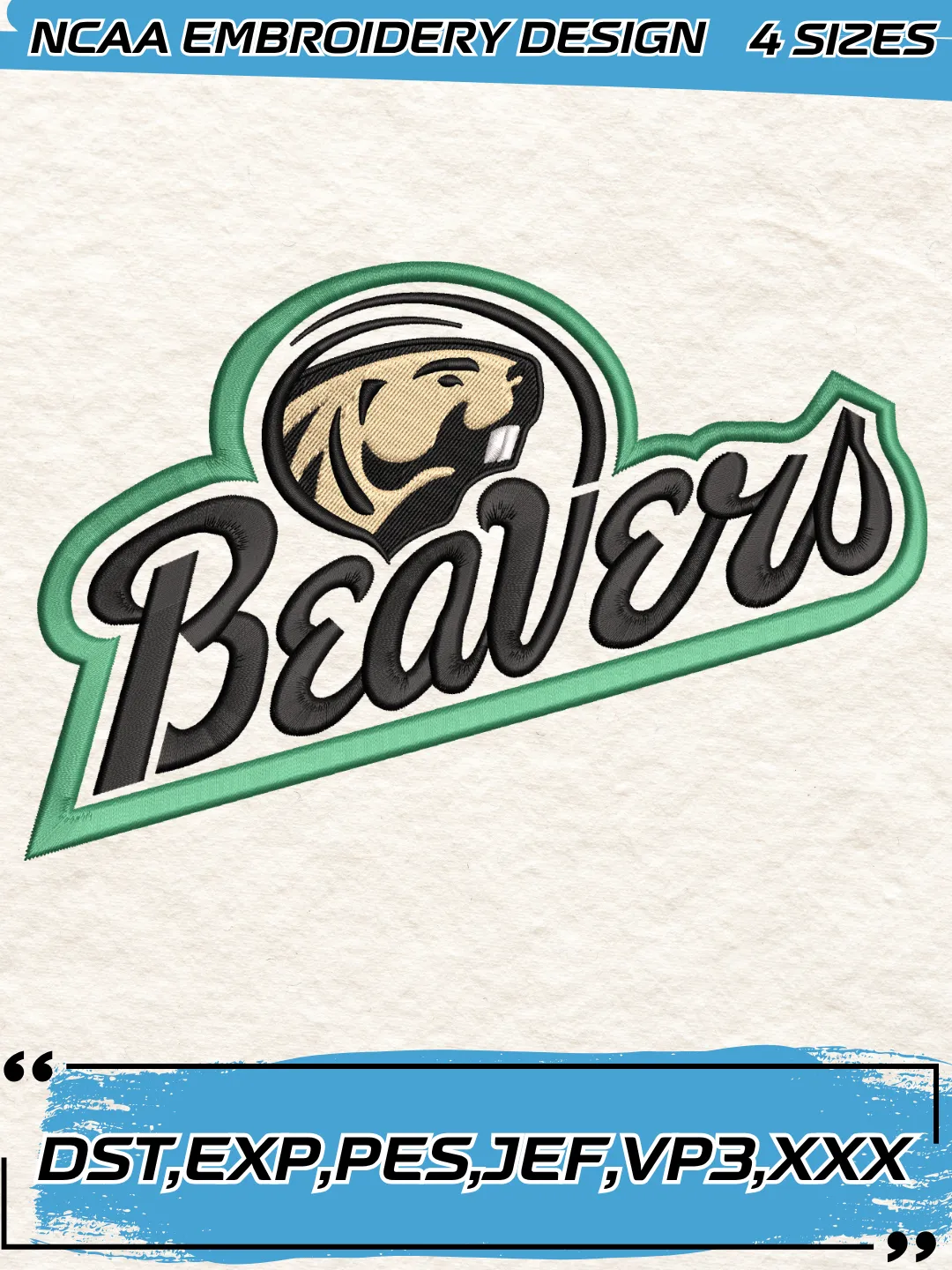 Bemidji State Beavers Alternate Logo Embroidery Design,NCAA Logo Embroidery Design,Machine Embroidery Design File,4 Sizes, Digital Download