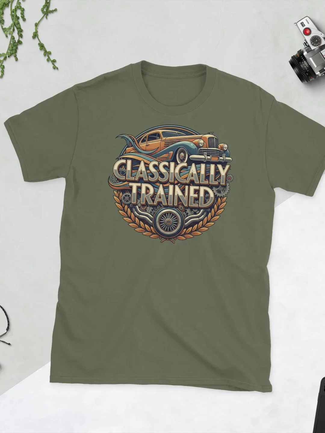 Classically Trained Vintage Mechanic Shirt, Retro Garage Art Deco Graphic Tee, Antique Car Enthusiast Gift, Gearhead Apparel