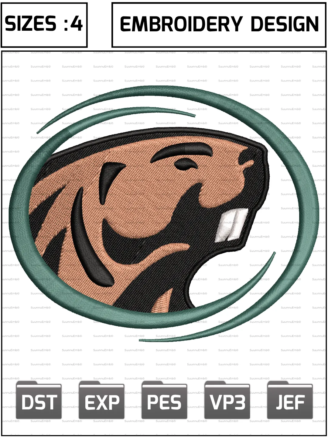 Bemidji State Beavers Logo Embroidery Design,NCAA Logos Embroidery Design,NCAA Teams, Machine Embroidery Design File,4 Sizes, Digital Download