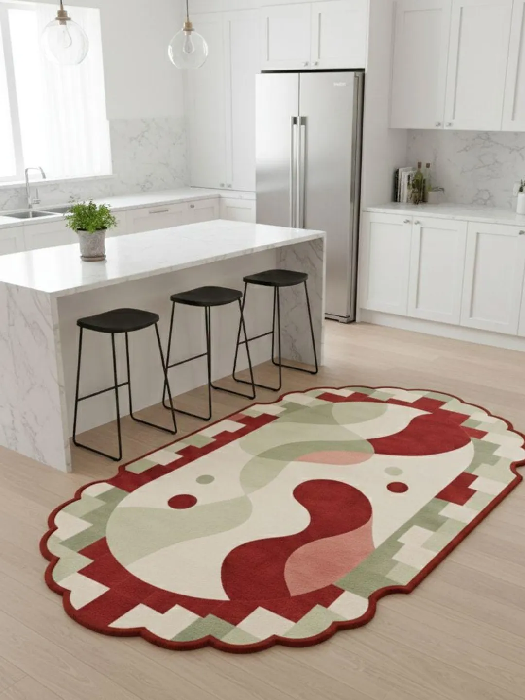 Handmade Tufted Kids Rug – Scalloped Abstract Playroom Nursery Decor