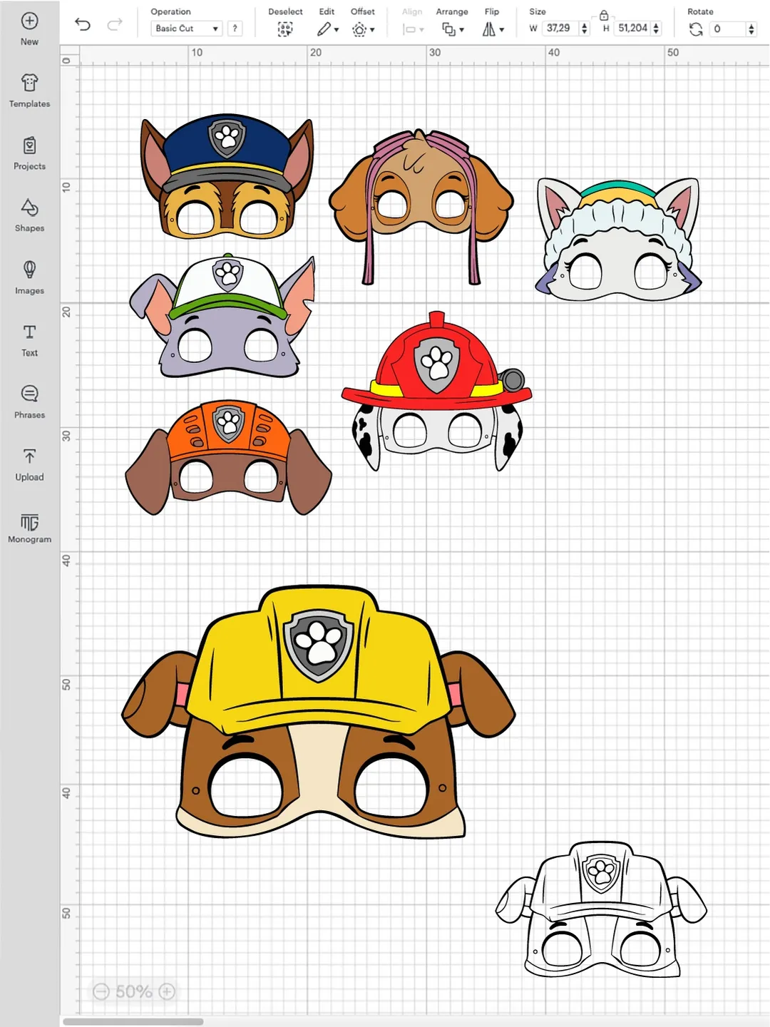 🐾 Paw Patrol Masks PNG, Chase Marshall Rubble SVG Clipart