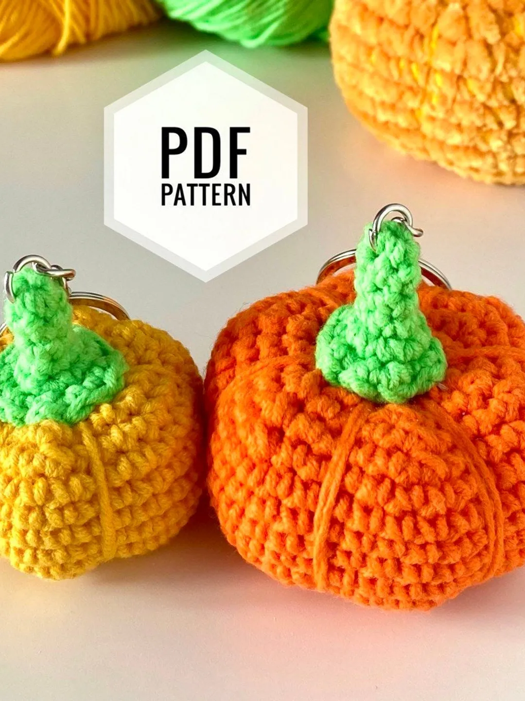 Pumpkin crochet pattern, amigurumi fall decor, halloween keychain, English PDF