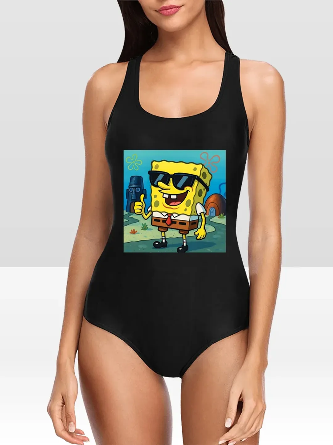 With SpongeBob One Piece Swimsuit