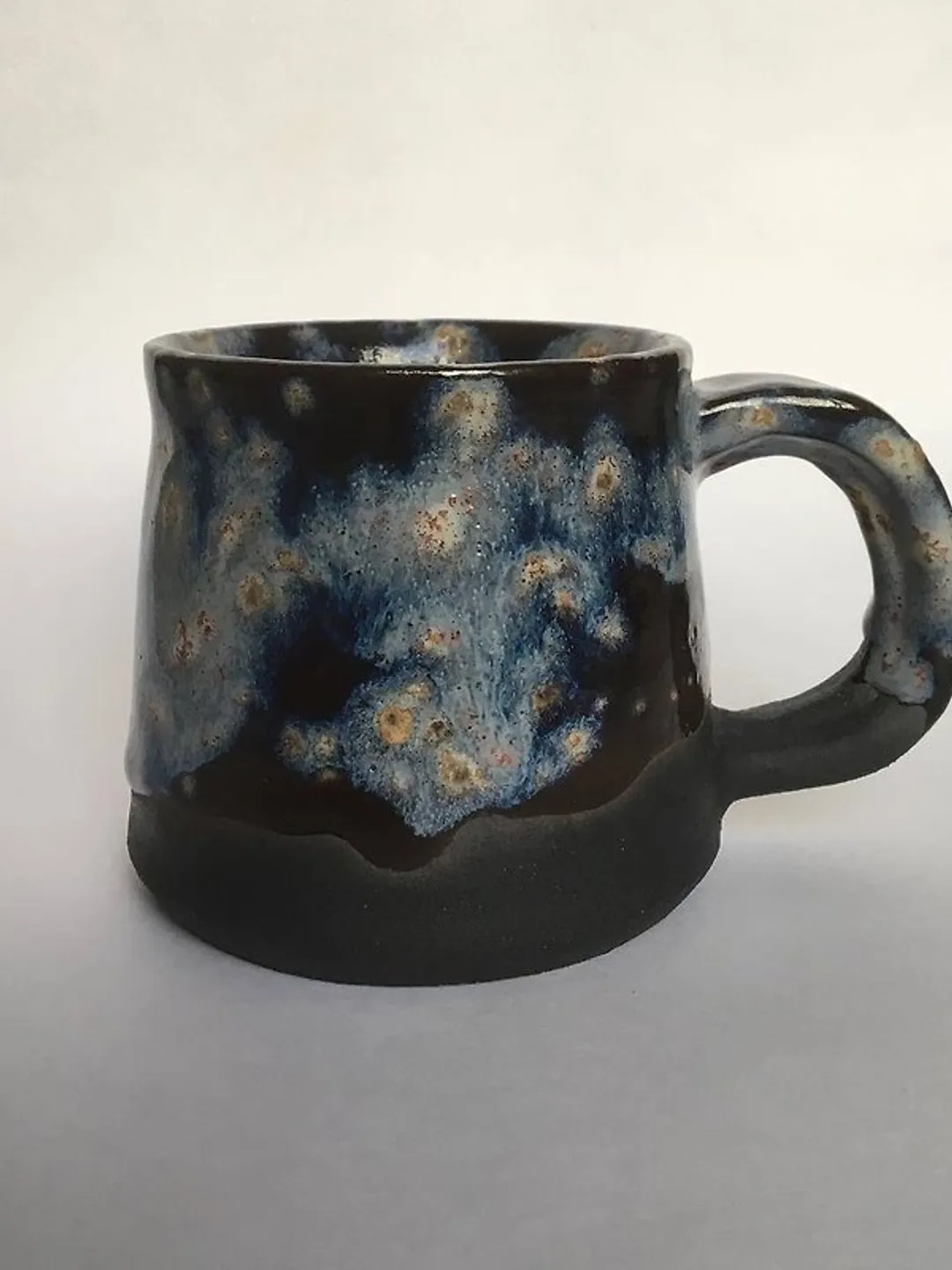 Blue and black galaxy glazed stoneware mug