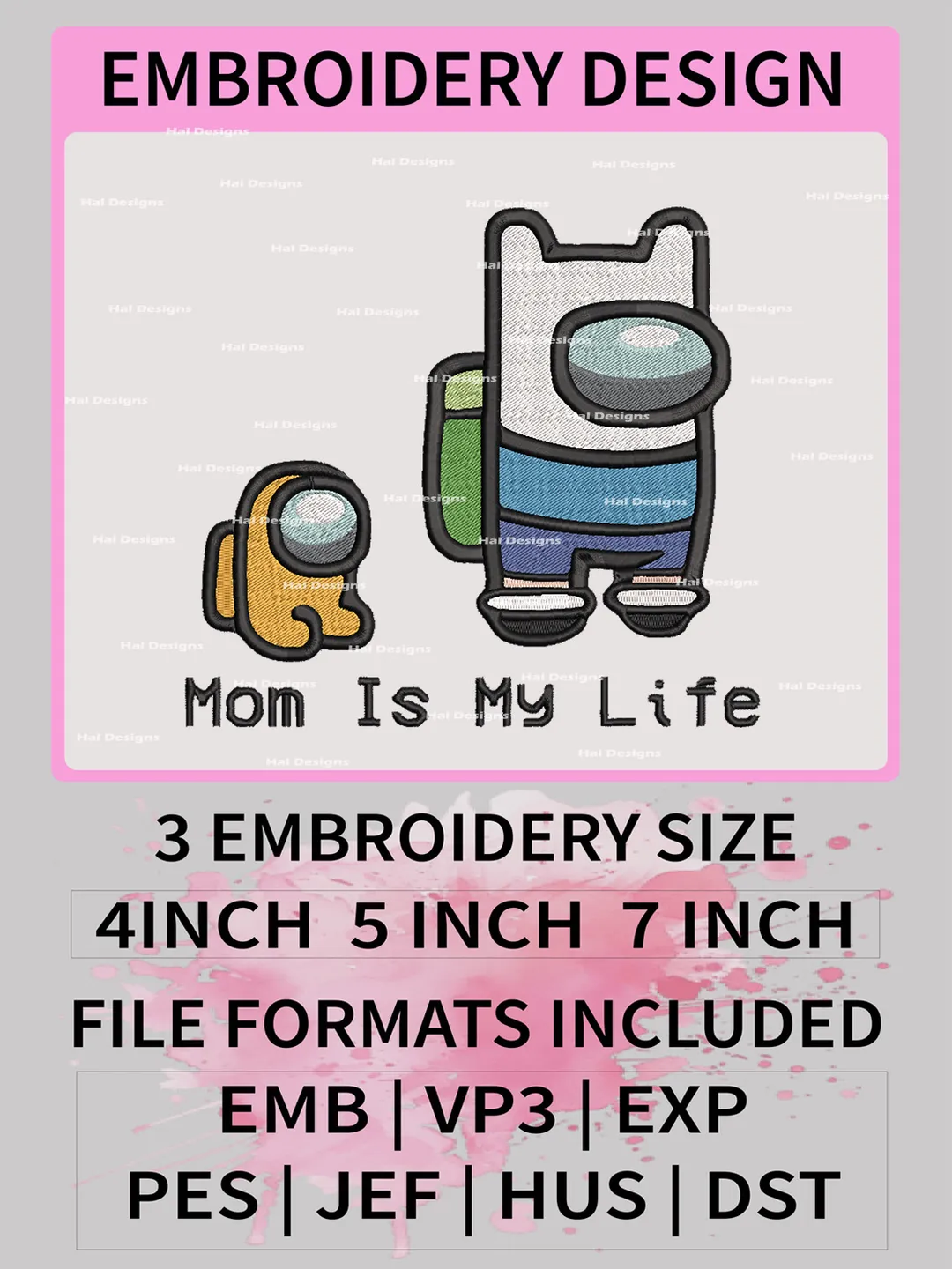 Mom Is My Life Embroidery Designs, Mom Machine Embroidery Design, Mother's Day Embroidery Design,Embroidery Machin