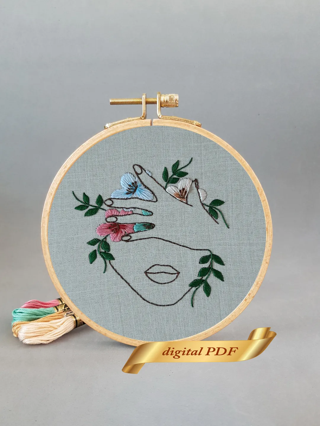 Women with flowers pattern pdf embroidery, Easy embroidery DIY