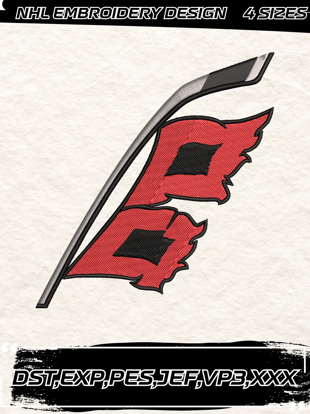 Carolina Hurricanes Alternate Logo Embroidery Designs,NHL Logo Embroidery Files, Machine Embroidery Design File, 4 Sizes,Digital Download