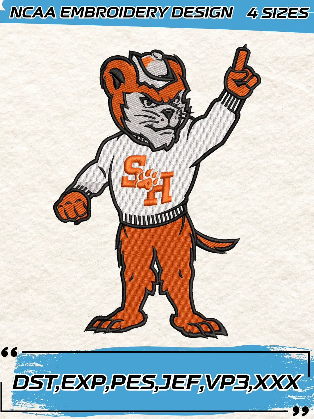 Sam Houston State Bearkats Mascot Logos Embroidery Design,NCAA Logo Embroidery Design,Machine Embroidery Design File,4 Sizes, Digital Download