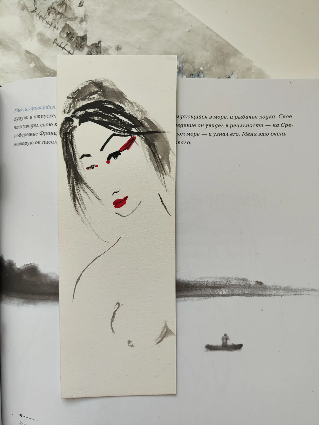 Handpainted bookmark.Original art.Nude