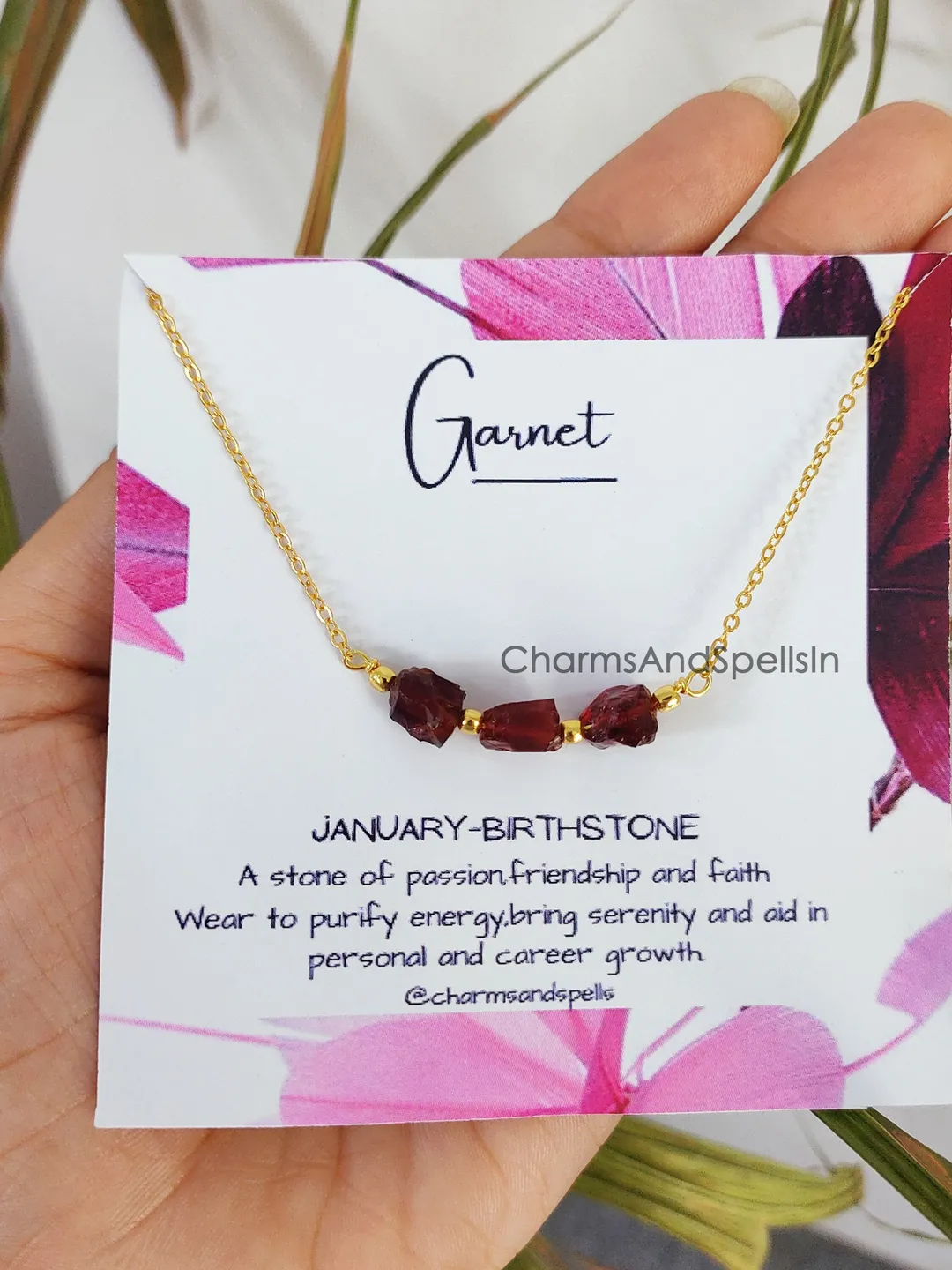 Raw Birthstone Crystal Necklace, Gemstone Pendant, Healing Stone Jewelry, Birthstone Gift for Women