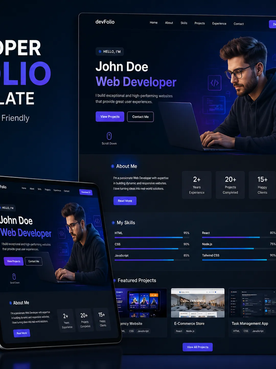 Editable Web Developer Portfolio Website | Responsive HTML CSS ...