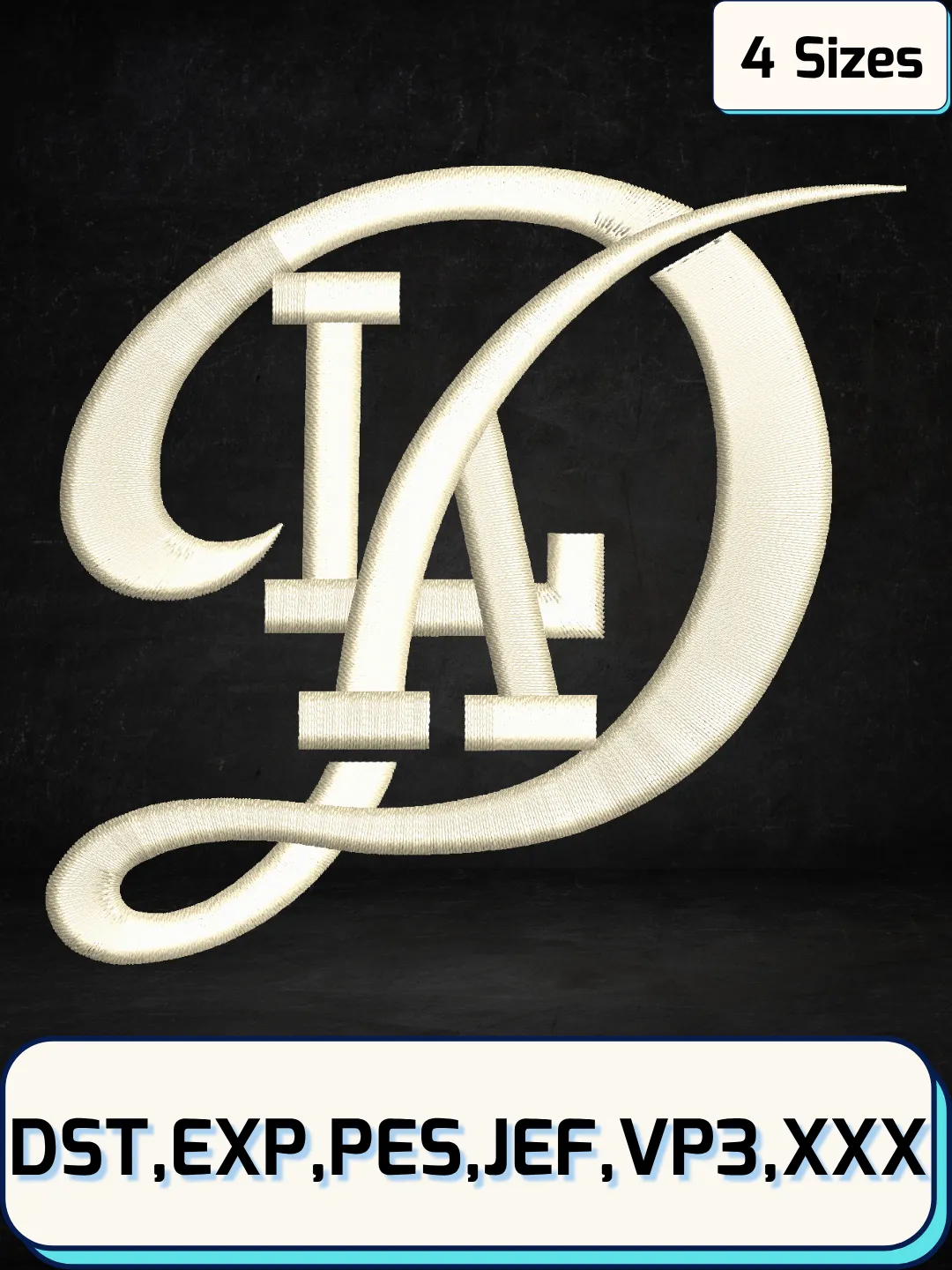Dodgers Baseball Embroidery Design – Machine Embroidery File-  4 Sizes