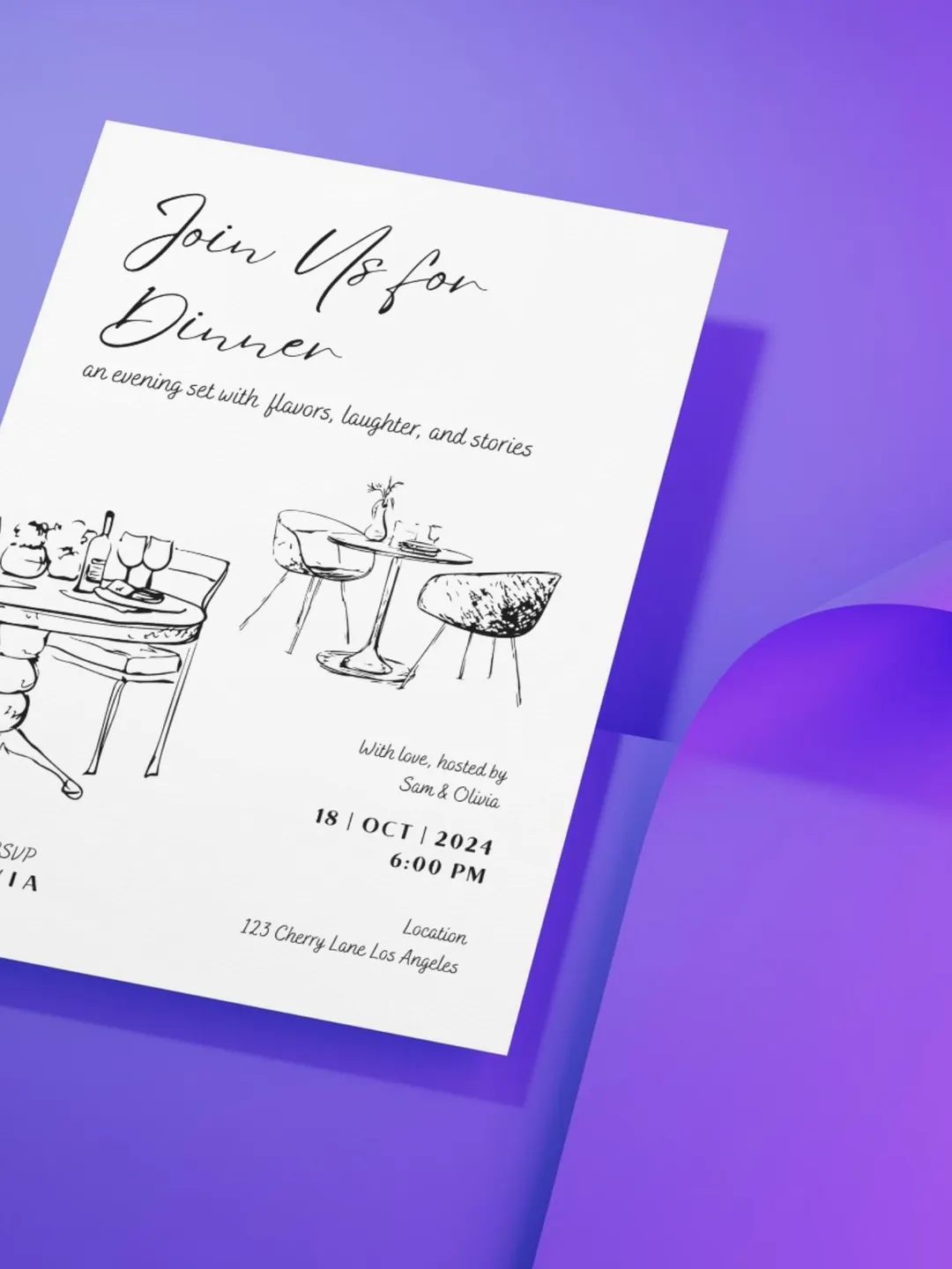 Simple Dinner Invite Dinner Party Invitation Template | Minimal Handdrawn Design for Special ...