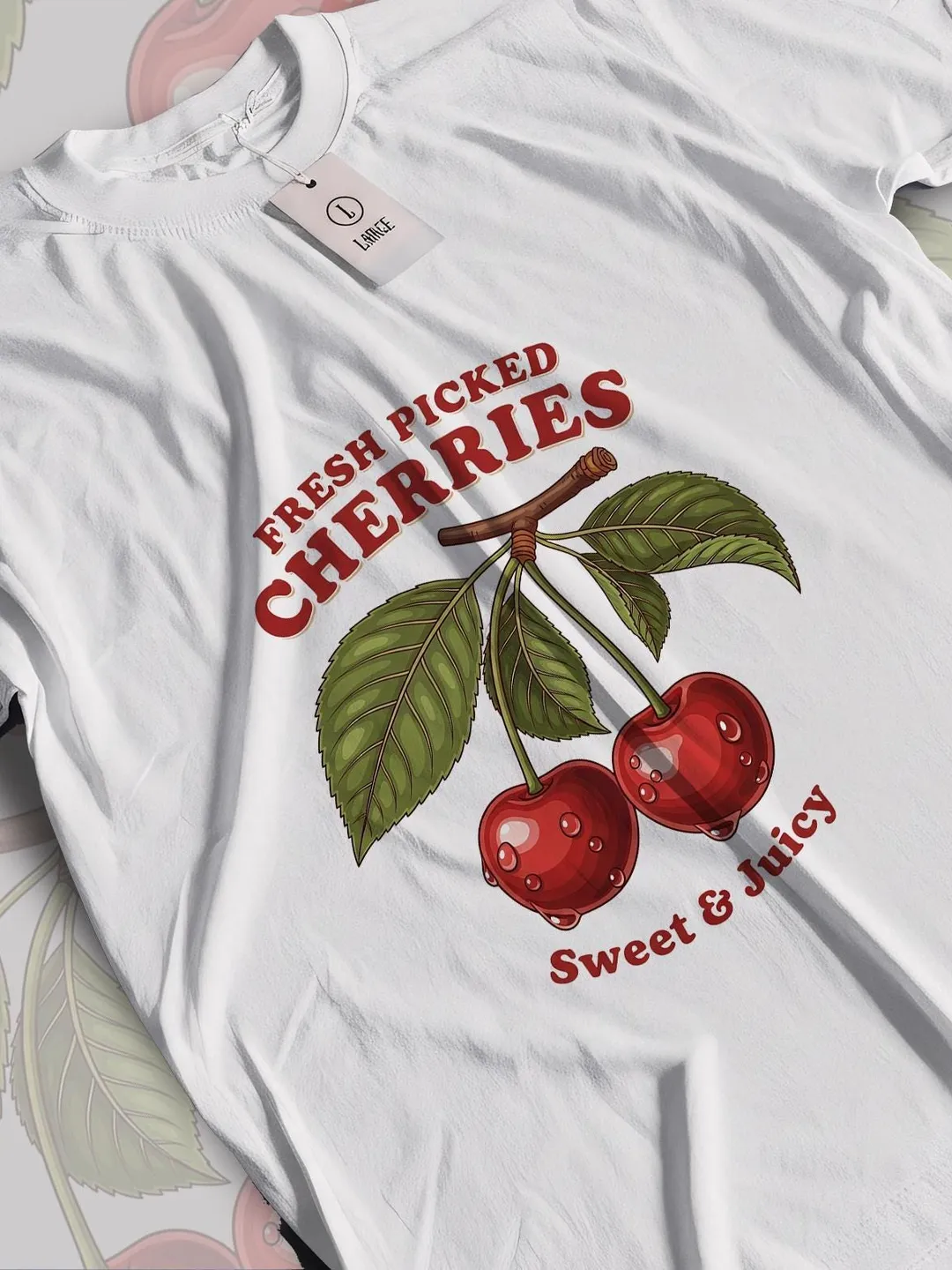 Retro Cherry T-Shirt, Organic Cotton, Cottagecore Summer Style (Unisex S-XL)
