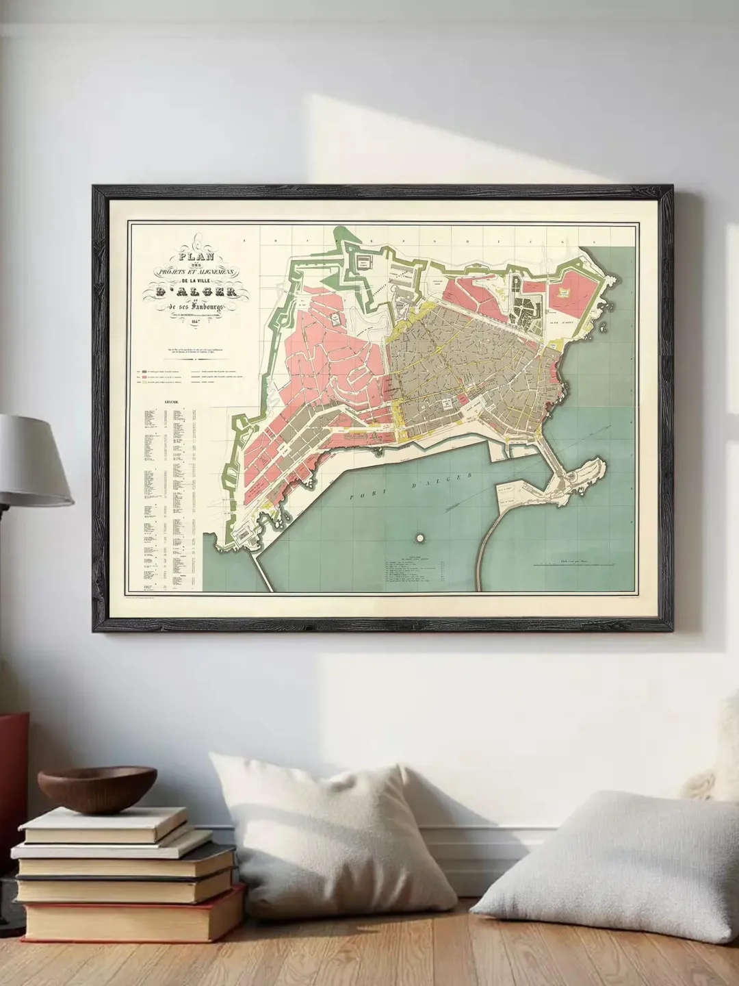 Old Map of Algiers Alger 1847 Vintage Map  | Wall Map Print