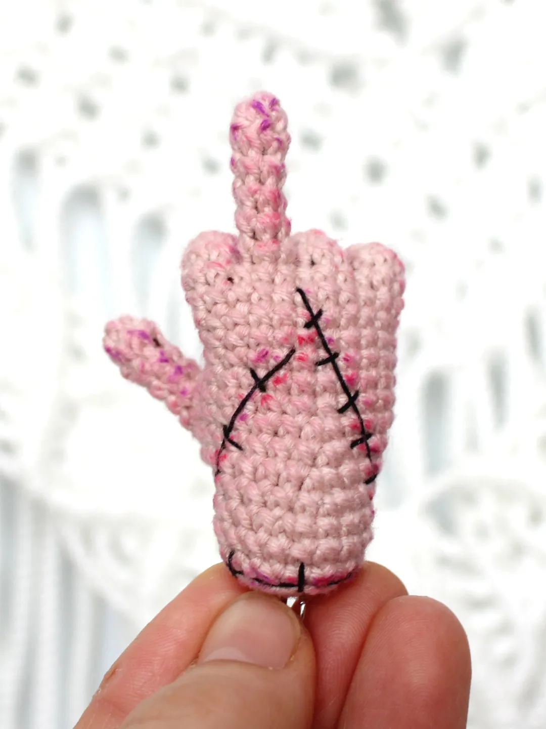 Hand crochet pattern Thing keychain bag Hand Addams crochet