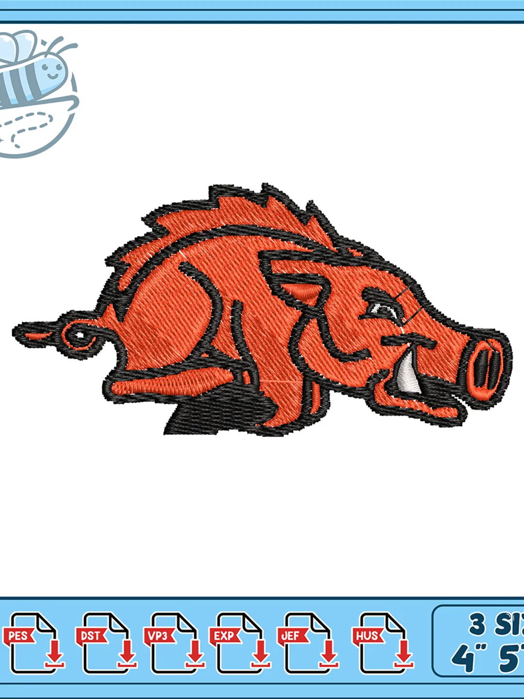 Machine Embroidery Razorback Razorback Hog Machine Embroidery Design, Wild Boar Mascot Embroidery ...