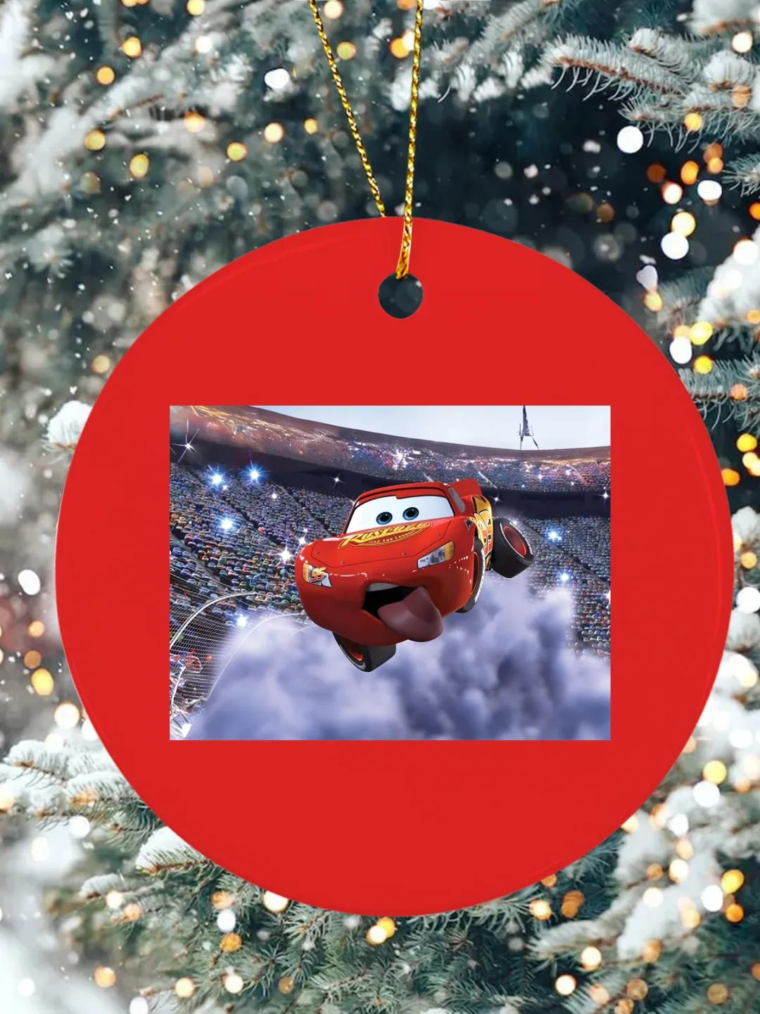 Lightning McQueen Y2K Christmas Ceramic Ornament