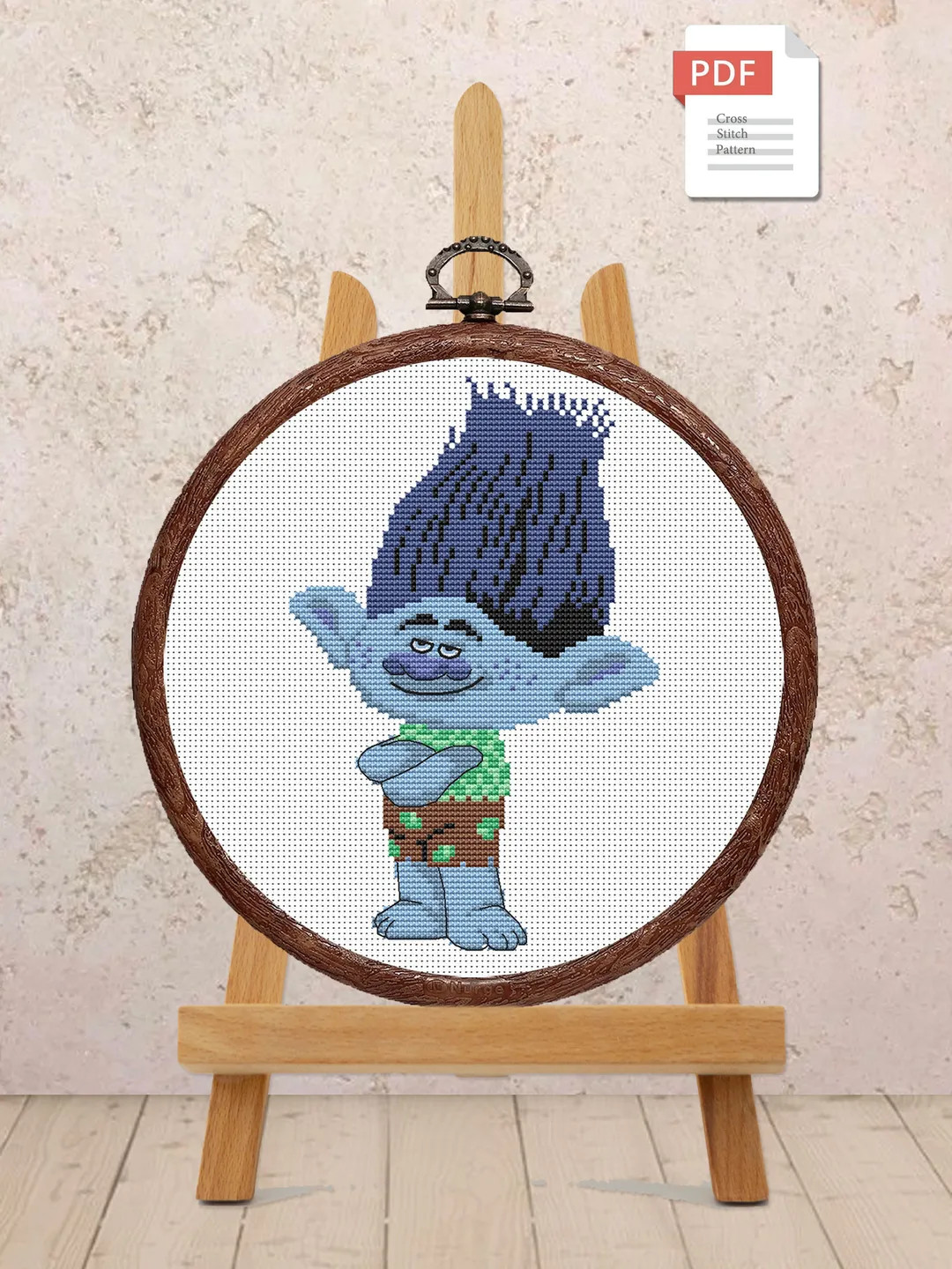 Troll Branch Cross Stitch Pattern, Movies Cross Stitch, Movie Pattern, Troll Cross Stitch Pattern, Baby Cross Stitch Patterns #bab002