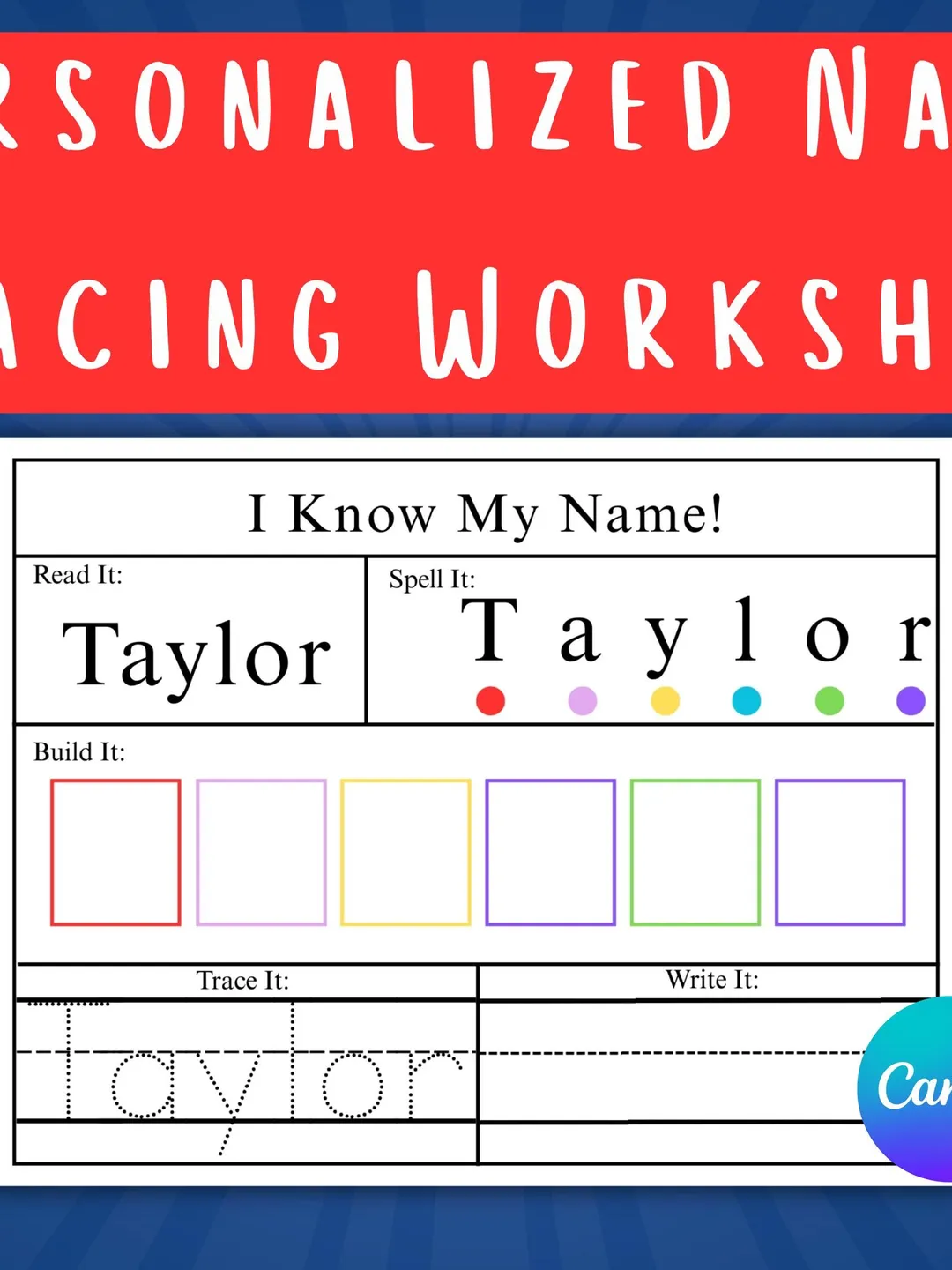 Personalized Name Tracing Worksheet (with Photo) – Editable Canva ...