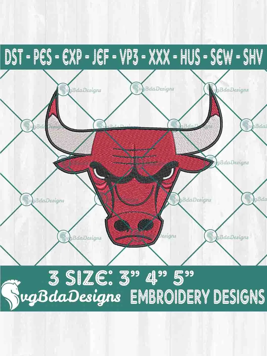 Chicago Bulls Machine Embroidery Design, NBA Embroidery Machine Designs