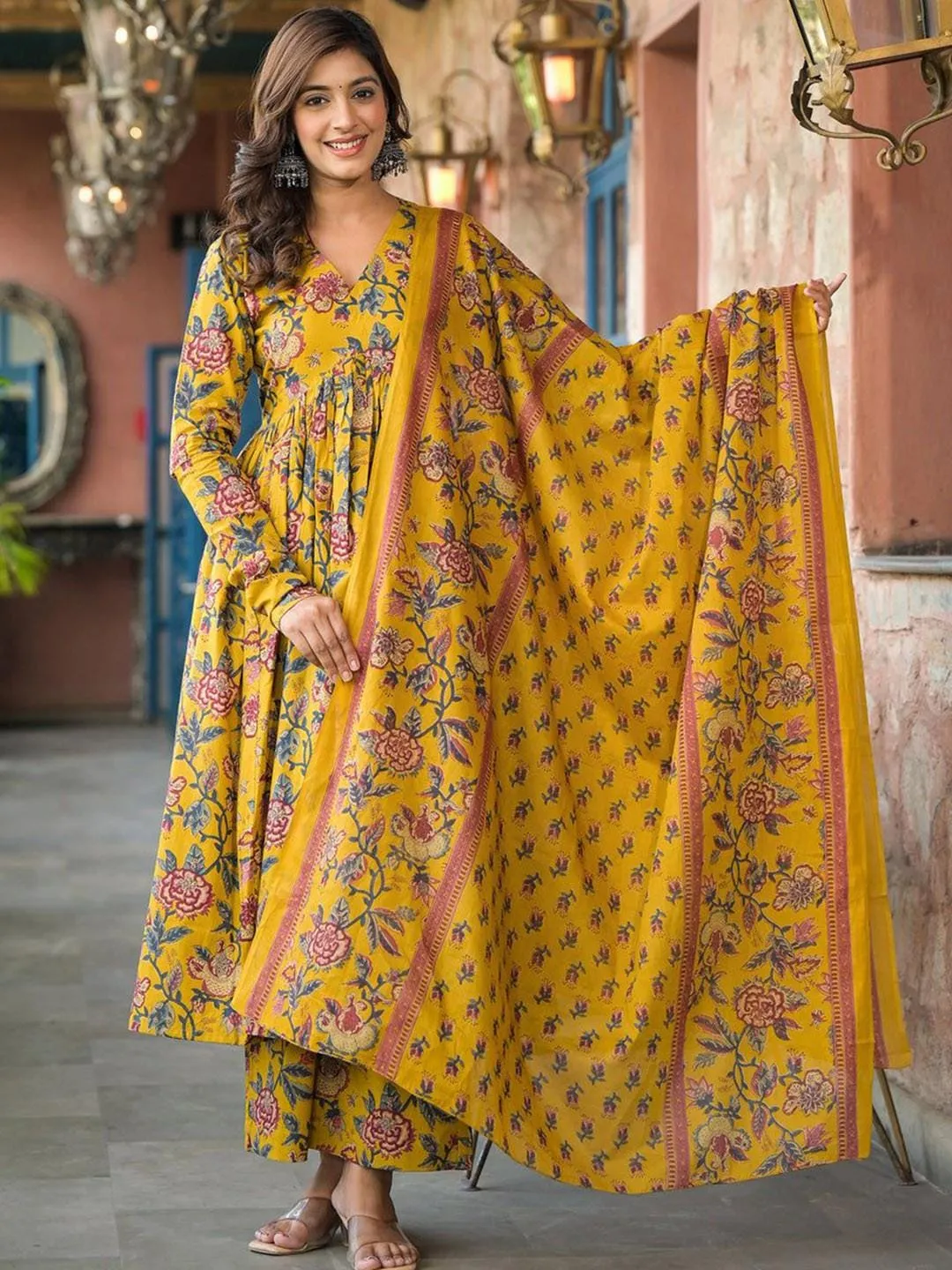 indian cotton anarkali dresses Atasi Women'S Designer Cotton Anarkali Salwar Kameez Indian Suit With Dupatta, Size: 8