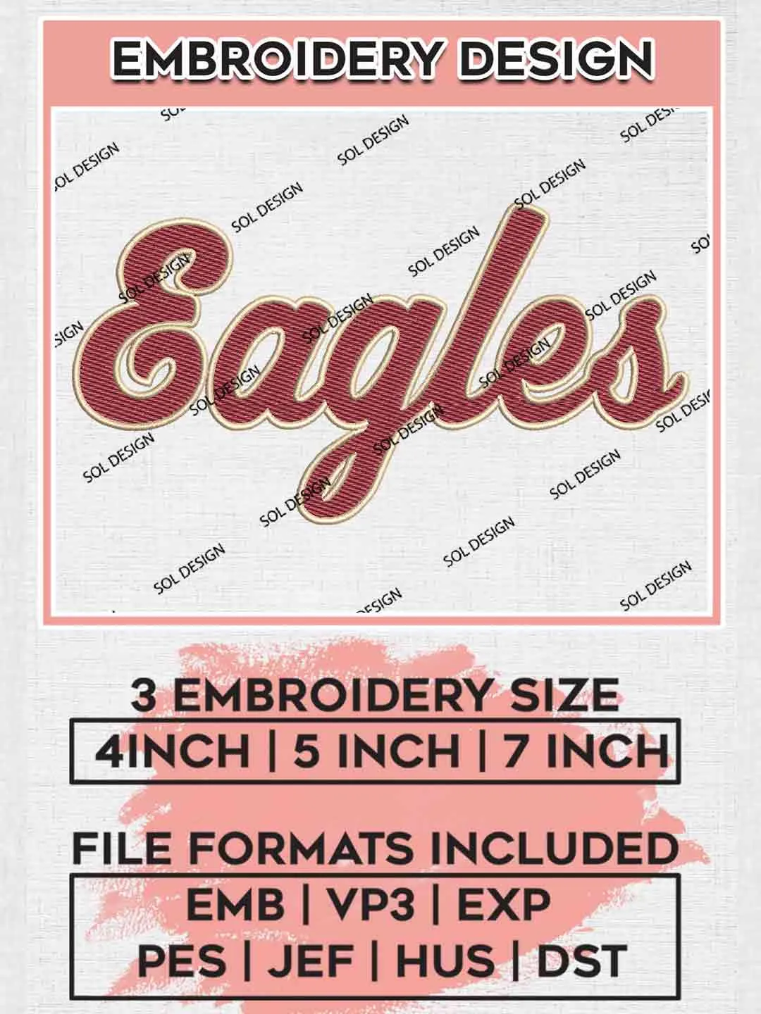 NCAA Eagles Wordmark Logo Embroidery Designs, NCAA Logo Embroidery files, NCAA Boston College Eagles Team, College Football Team Machine embroidery designs, Digital Download