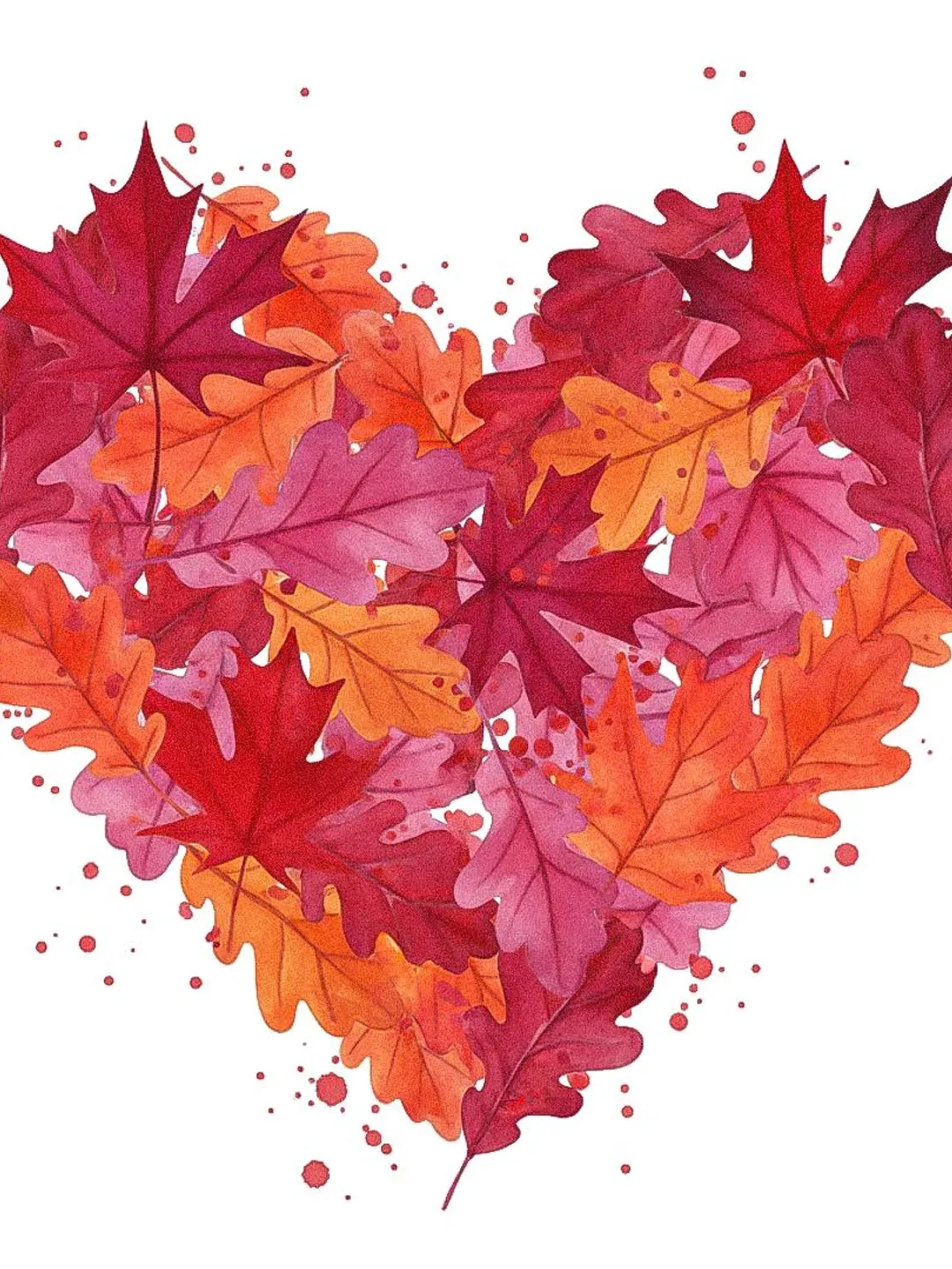 Fall Color Heart Images 20 Autumn Leaf Heart Clipart Bundle, Fall Foliage Heart PNG Collection ...