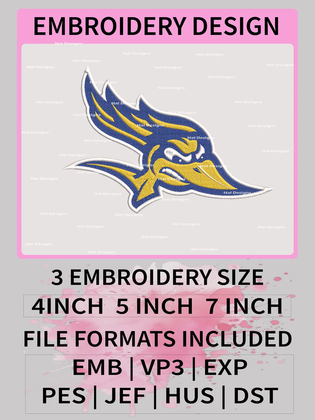 NCAA Cal State Bakersfield Roadrunners Embroidery File, 3 Sizes, 6 Formats, NCAA Machine Embroidery Design, NCAA Logo, NCAA Teams