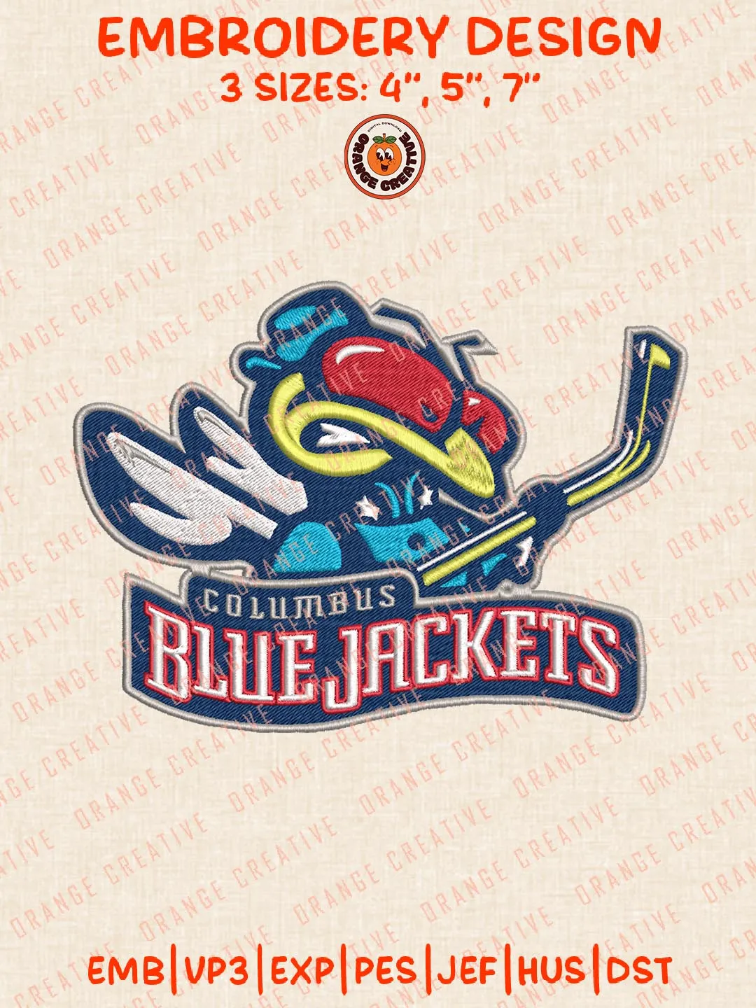 Columbus Blue Jackets Logos Embroidery Designs, NHL Team Logo Embroidery Files, Machine Embroidery Design File, 4 Sizes, Custom Size, Digital Download