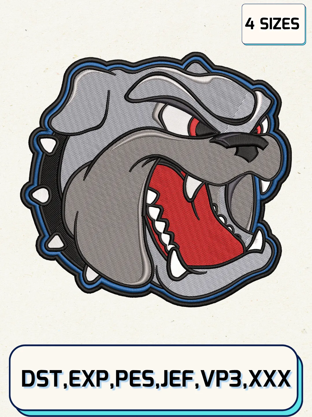 North Carolina/Asheville Bulldogs Secondary Logo Embroidery Design,NCAA Logo Embroidery Design, Machine Embroidery Files, 4 Sizes
