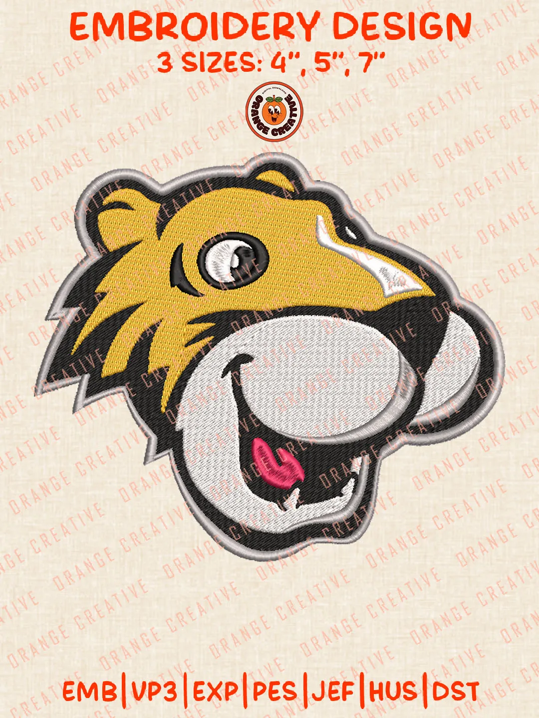 NCAA Towson Tigers Head Mascot Logo Embroidery Files, Towson Tigers Team Embroidery Designs, Football Team Machine Embroidery Files, NCAA Towson Machine Embroidery, Digital Download