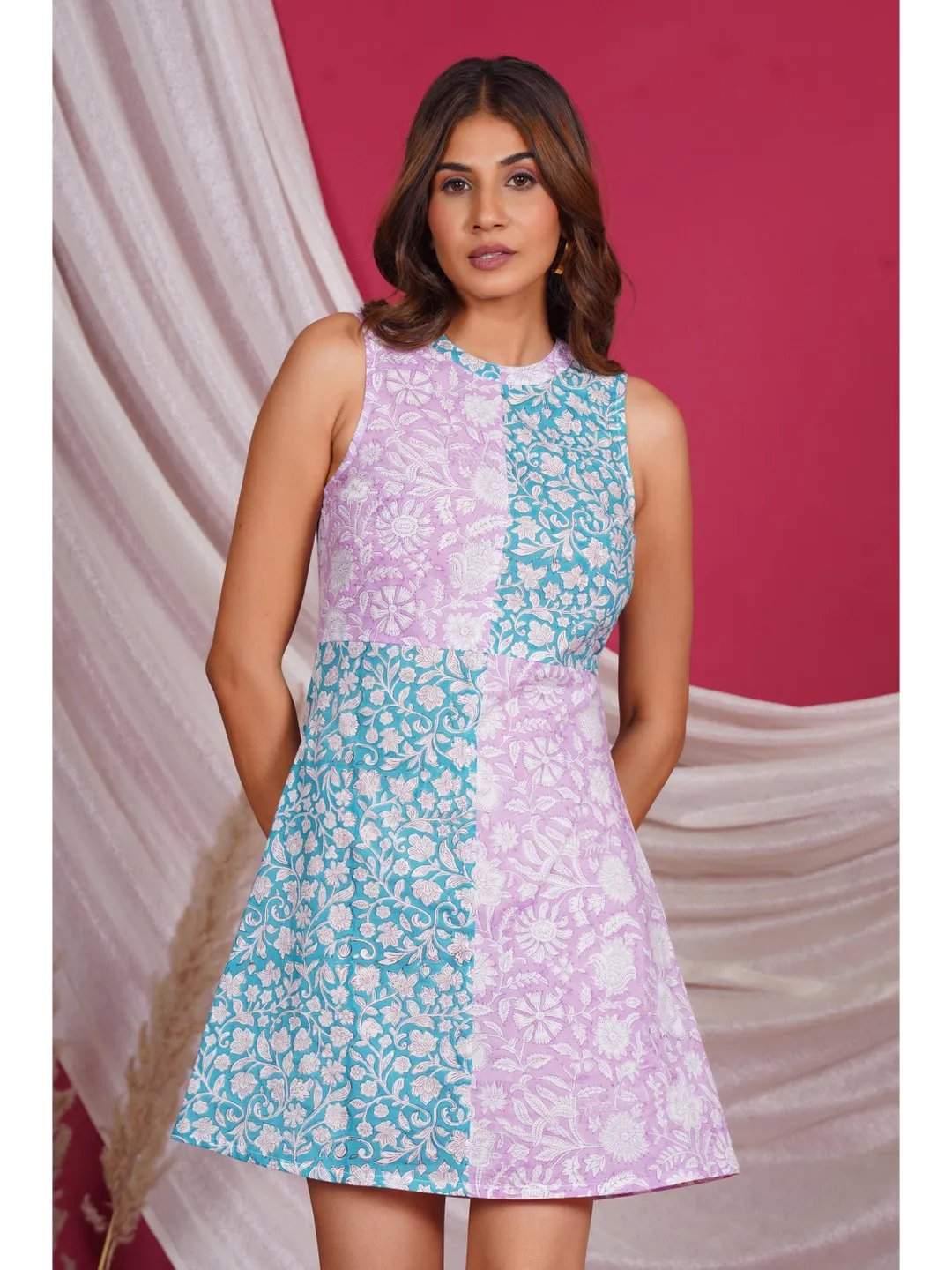 cotton a line mini dress Baby Pink Cotton Bow Detail A Line Mini Dress