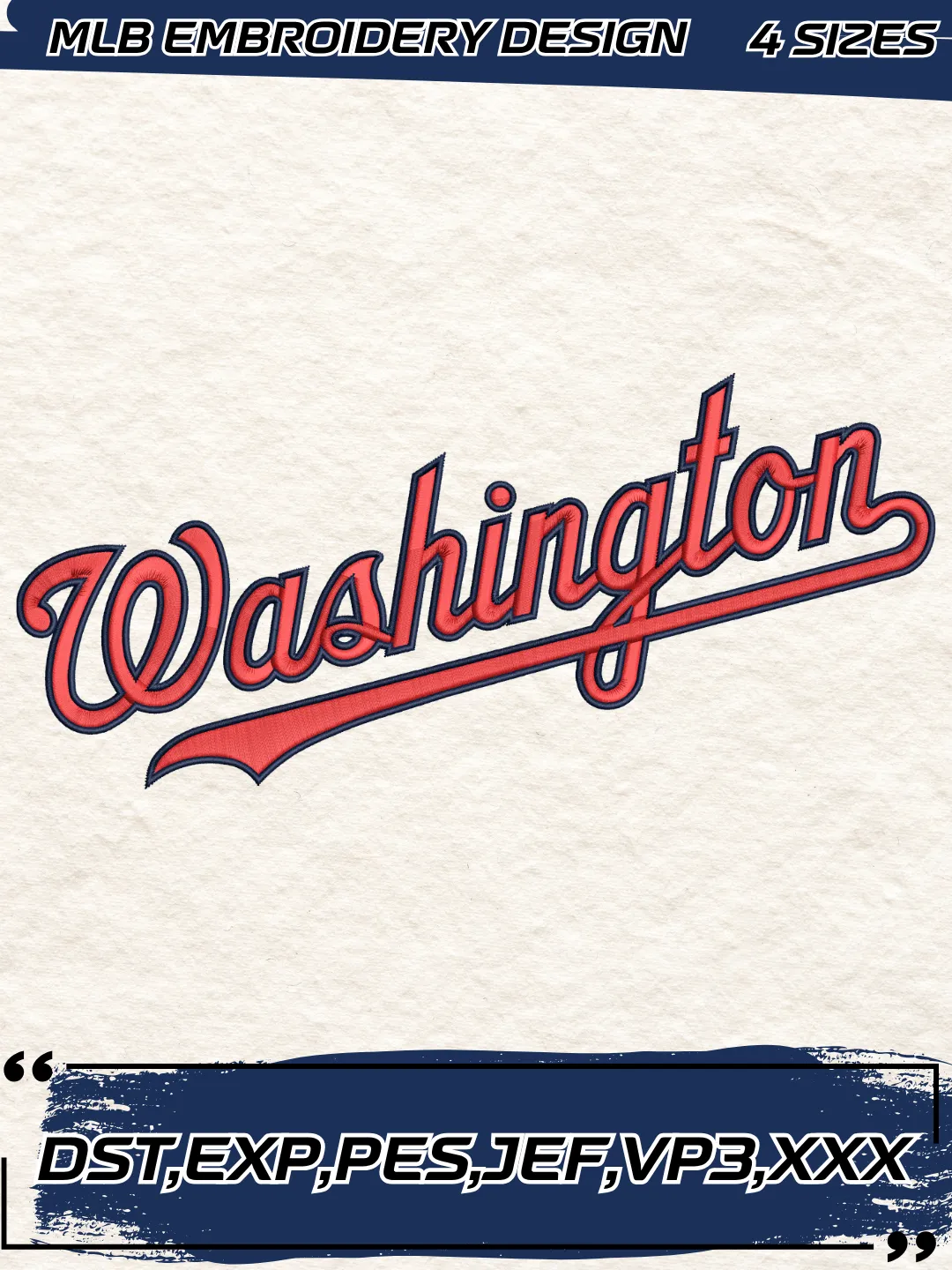 Washington Baseball Embroidery Design - Machine Embroidery File