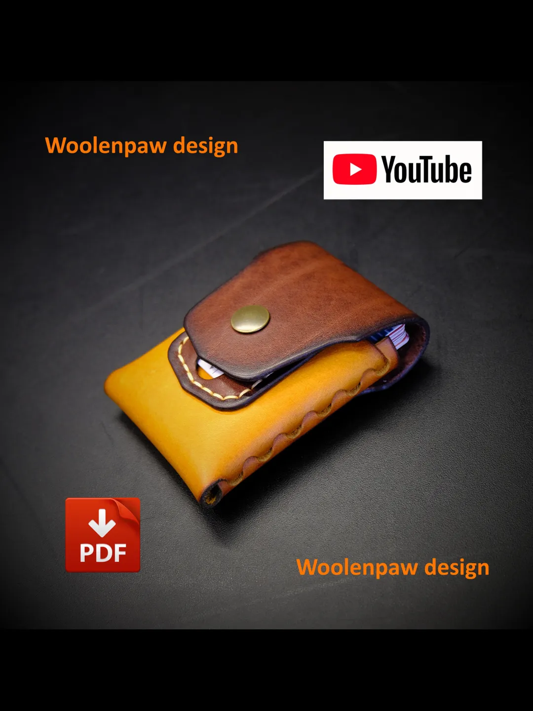 Half-stitchless vertical SD card wallet - PDF leather pattern.NS14