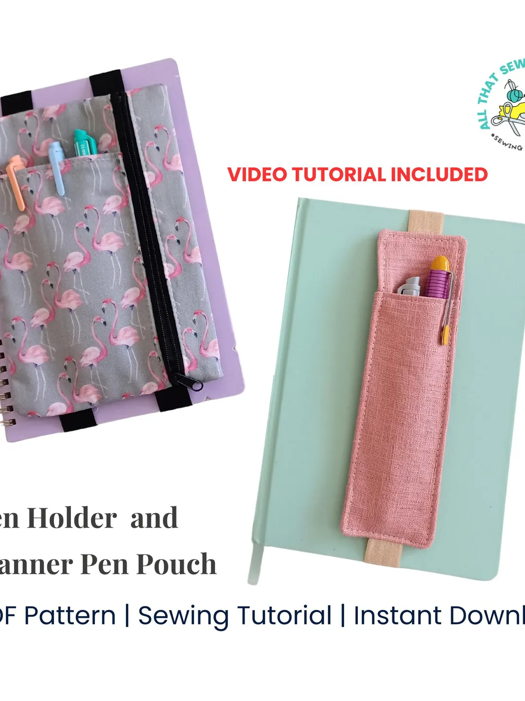 Stationery Organizer Pen Pouch for Notebooks Pattern, Video Tutorial Sewing Patterns
